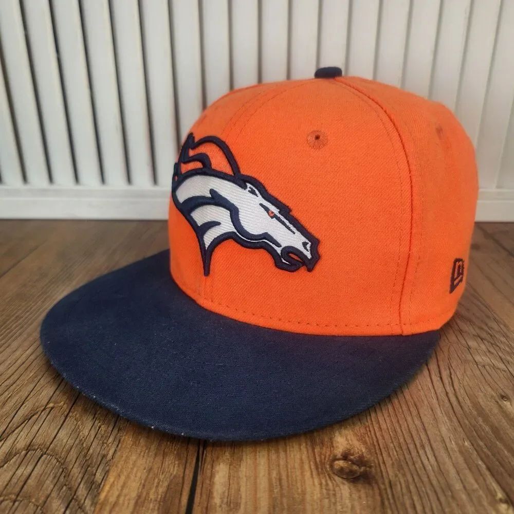 Denver Broncos New Era 59fifty Fitted Sz 7" Hat Cap Orange Blue Football Logo